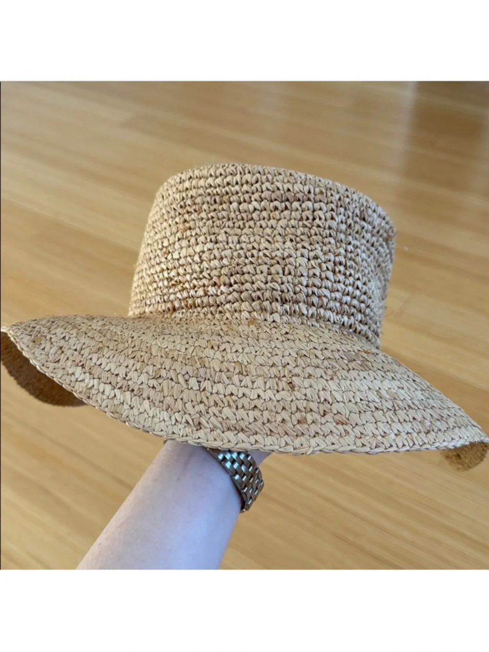 J. Crew Natural Straw Wide-Brim Bucket Hat